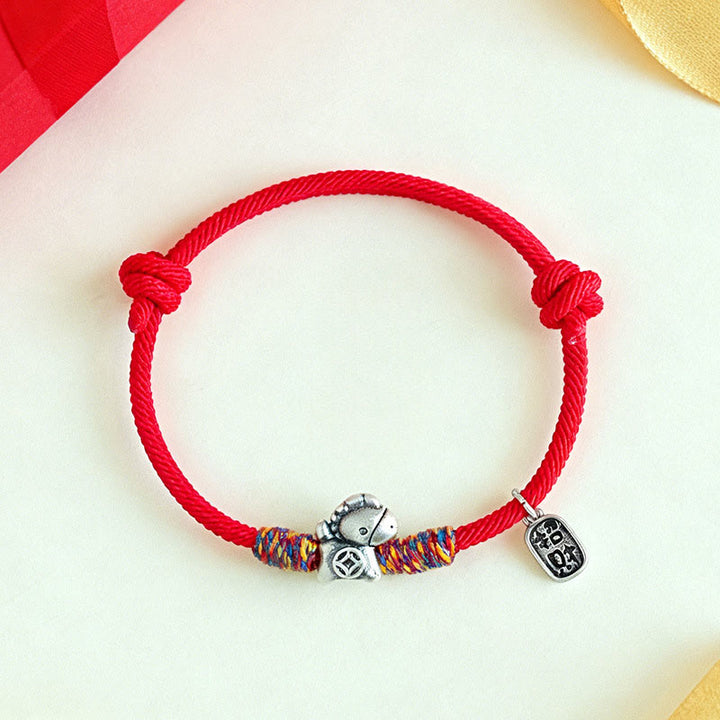 Bracelet porte-bonheur en argent sterling 999 et Buddha Stones, année du Cheval, symbole Fu, cordelette porte-bonheur. - image 11
