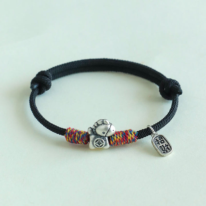 Bracelet porte-bonheur en argent sterling 999 et Buddha Stones, année du Cheval, symbole Fu, cordelette porte-bonheur. - image 15