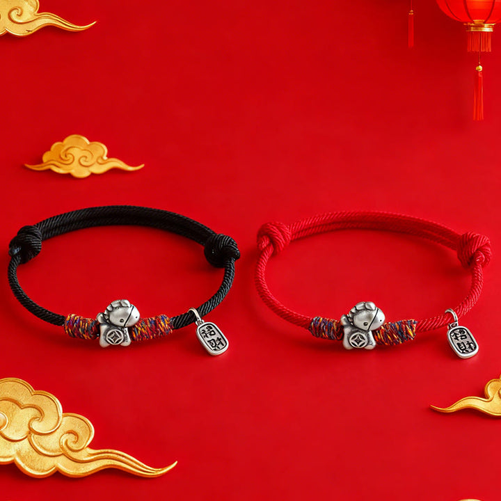 Bracelet porte-bonheur en argent sterling 999 et Buddha Stones, année du Cheval, symbole Fu, cordelette porte-bonheur. - image 17