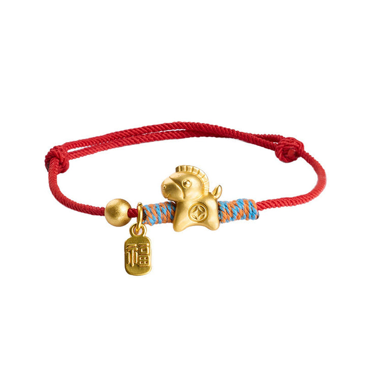 Bracelet porte-bonheur tissé à la main en corde tressée avec le caractère Fu et les Buddha Stones, année du Cheval. - image 3