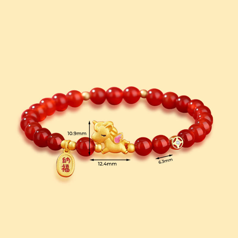 Bracelet de perles en argent sterling 925 et agate rouge, symbole de confiance, année du Cheval , Buddha Stones - image 3