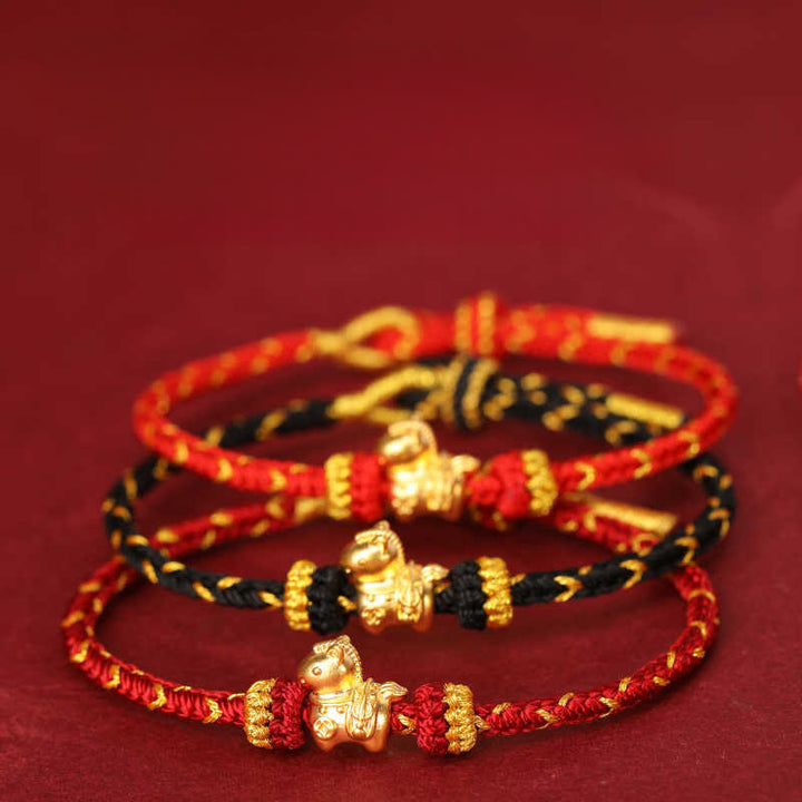 Bracelet ajustable en corde tressée or 999 Buddha Stones , symbole de chance et année du Cheval - image 22