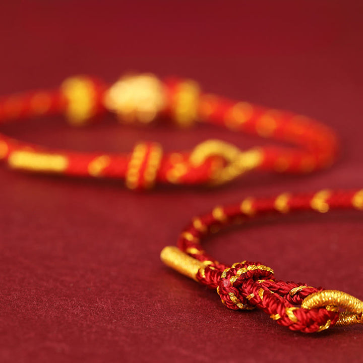 Bracelet ajustable en corde tressée or 999 Buddha Stones , symbole de chance et année du Cheval - image 3