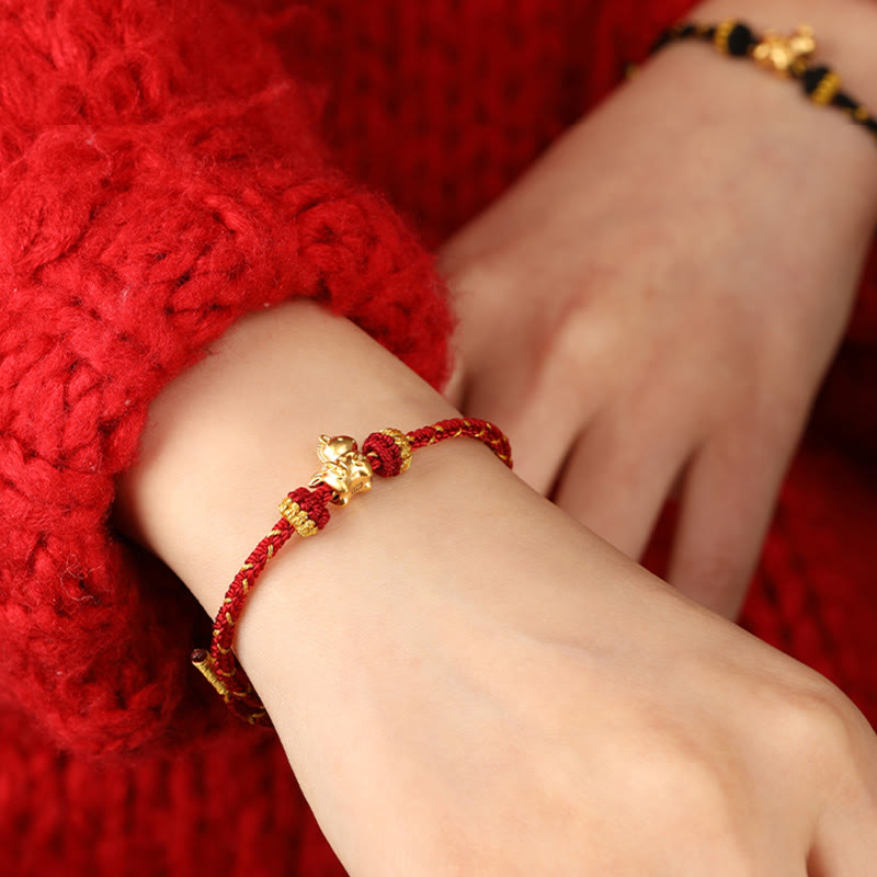 Bracelet ajustable en corde tressée or 999 Buddha Stones , symbole de chance et année du Cheval - image 20