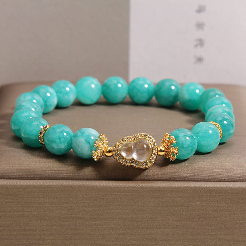 Bracelet de perles de confiance en pierre d'amazonite, motif de calebasse en Buddha Stones - Amazonite (Tour de poignet : 15-18 cm) - image 0
