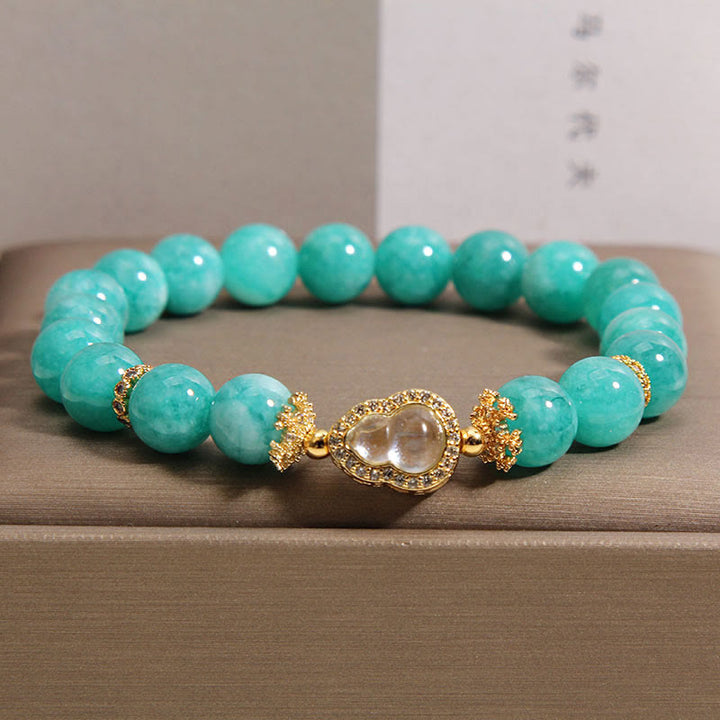 Bracelet de perles de confiance en pierre d'amazonite, motif de calebasse en Buddha Stones - Amazonite (Tour de poignet : 15-18 cm) - image 0