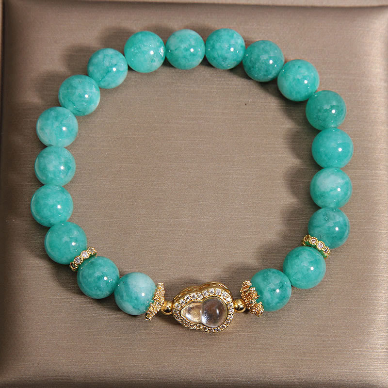 Bracelet de perles de confiance en pierre d'amazonite, motif de calebasse en Buddha Stones - image 4