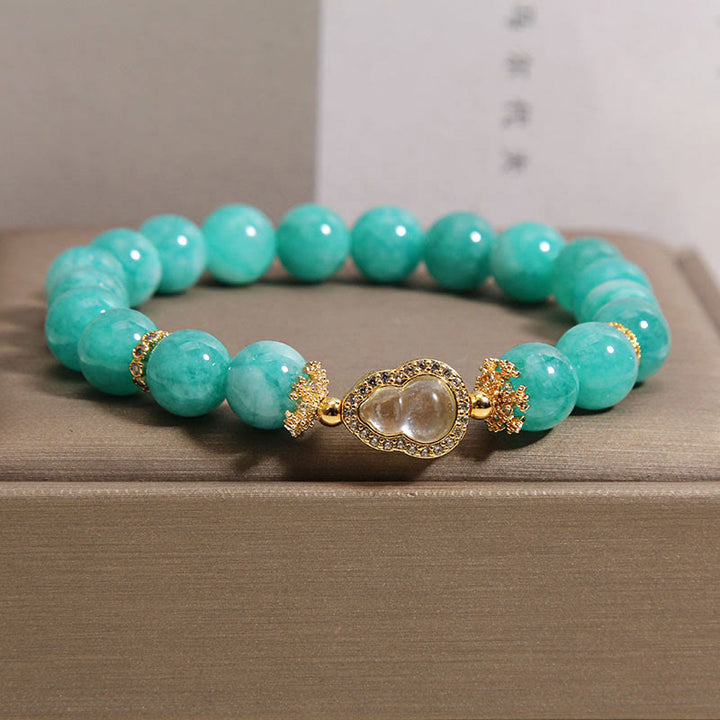 Bracelet de perles de confiance en pierre d'amazonite, motif de calebasse en Buddha Stones - image 2
