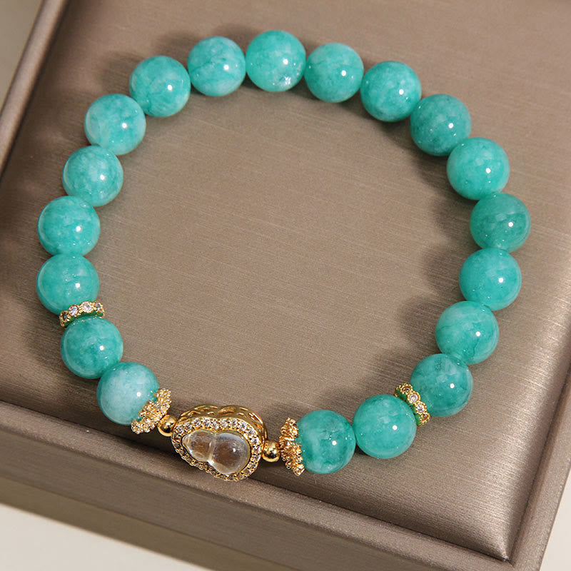 Bracelet de perles de confiance en pierre d'amazonite, motif de calebasse en Buddha Stones - image 6