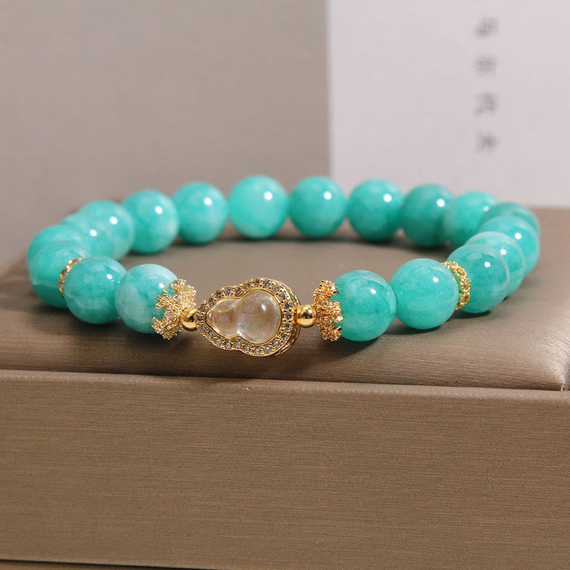 Bracelet de perles de confiance en pierre d'amazonite, motif de calebasse en Buddha Stones - image 1