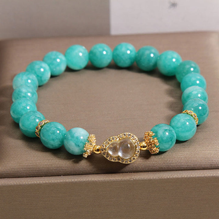 Bracelet de perles de confiance en pierre d'amazonite, motif de calebasse en Buddha Stones - image 3