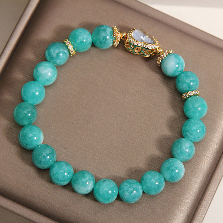 Bracelet de perles de confiance en pierre d'amazonite, motif de calebasse en Buddha Stones - image 5