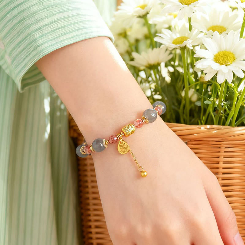 Bracelet de perles de guérison positives en quartz fraise et pierre de lune, Buddha Stones - image 20