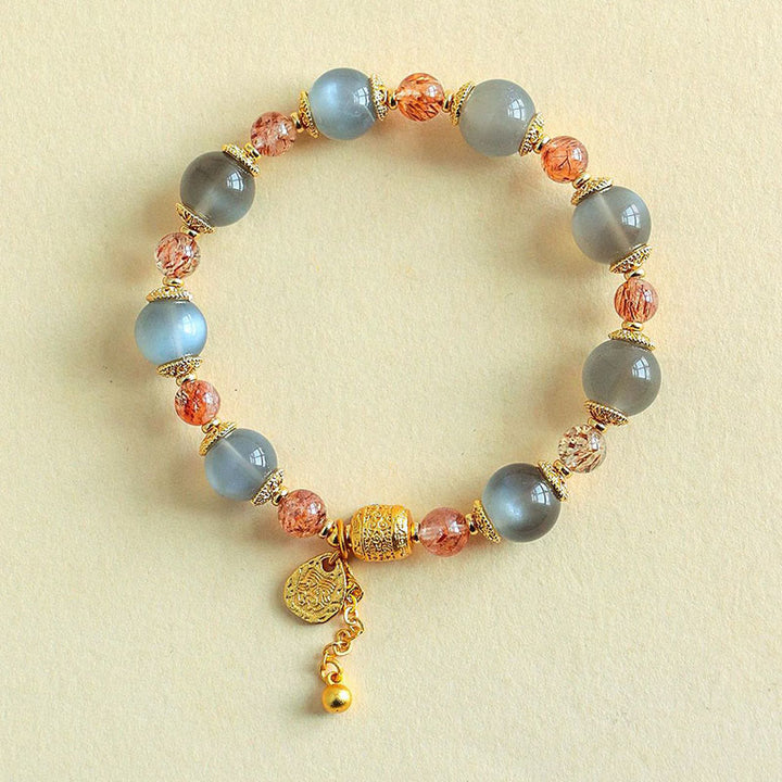 Bracelet de perles de guérison positives en quartz fraise et pierre de lune, Buddha Stones - image 14