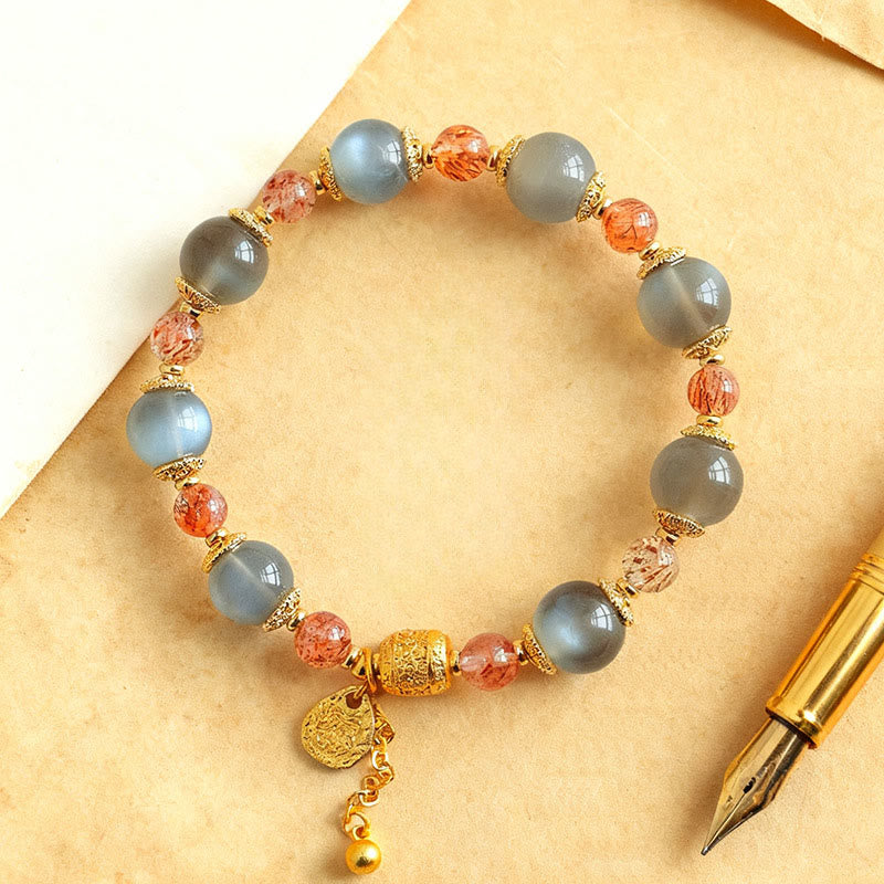 Bracelet de perles de guérison positives en quartz fraise et pierre de lune, Buddha Stones - image 15