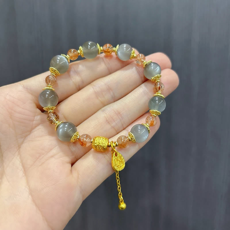 Bracelet de perles de guérison positives en quartz fraise et pierre de lune, Buddha Stones - image 18