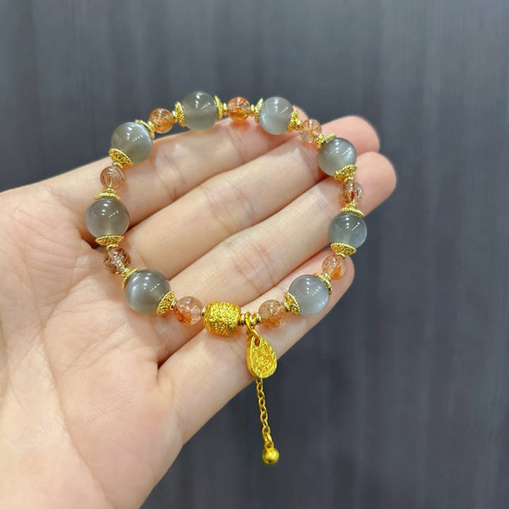 Bracelet de perles de guérison positives en quartz fraise et pierre de lune, Buddha Stones - image 18