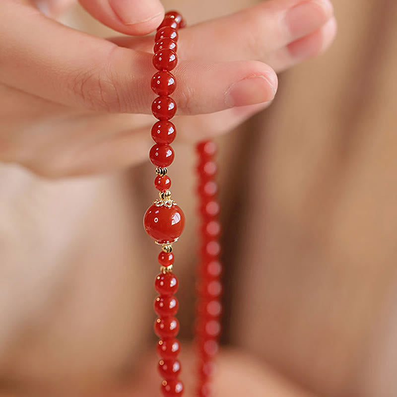Bracelet de confiance et d'acceptation de soi en perles d'agate rouge à double tour de Buddha Stones - image 10