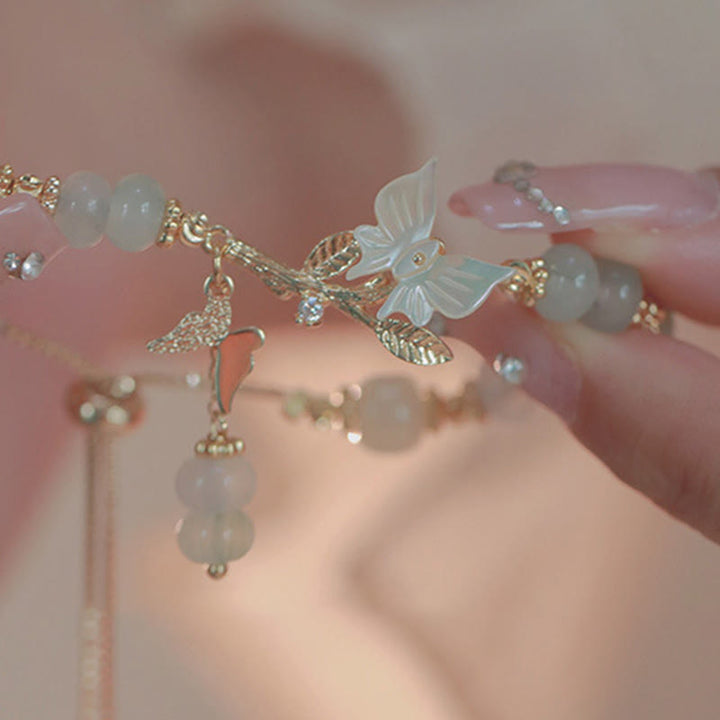 Bracelet de prospérité en jade Hetian avec breloque papillon et Buddha Stones, chaîne ajustable. - image 10