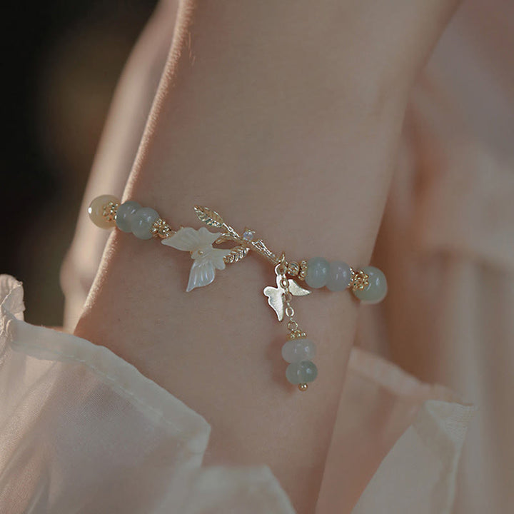 Bracelet de prospérité en jade Hetian avec breloque papillon et Buddha Stones, chaîne ajustable. - image 2