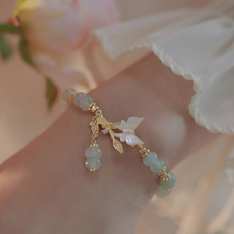 Bracelet de prospérité en jade Hetian avec breloque papillon et Buddha Stones, chaîne ajustable. - image 3