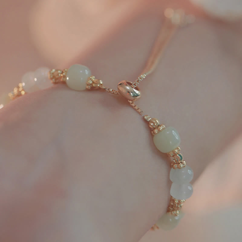 Bracelet de prospérité en jade Hetian avec breloque papillon et Buddha Stones, chaîne ajustable. - image 8