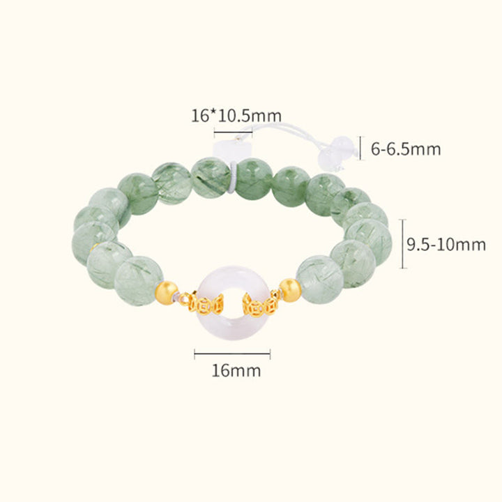Bracelet de courage en argent sterling 925 Buddha Stones, quartz rutile vert et calcédoine blanche, boucle de la paix. - image 3