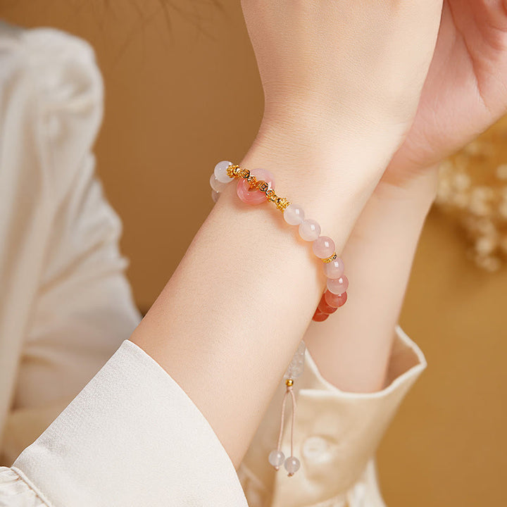 Bracelet de confiance en argent sterling 925, agate rouge et calcédoine blanche, orné d'une boucle de paix et de Buddha Stones - image 10