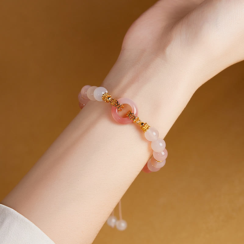 Bracelet de confiance en argent sterling 925, agate rouge et calcédoine blanche, orné d'une boucle de paix et de Buddha Stones - image 9