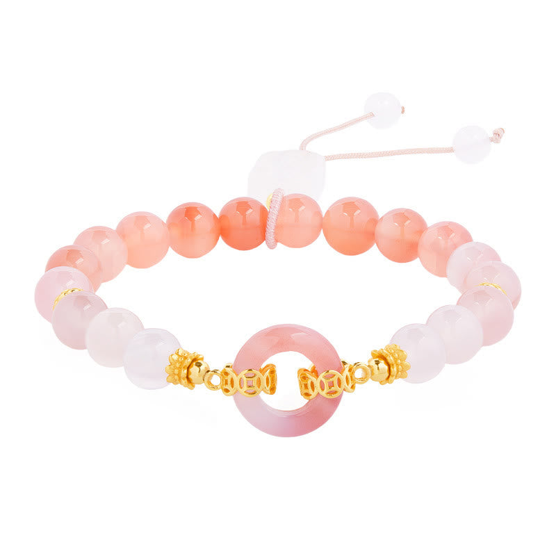 Bracelet de confiance en argent sterling 925, agate rouge et calcédoine blanche, orné d'une boucle de paix et de Buddha Stones - image 4