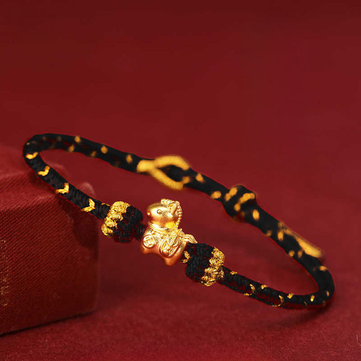 Bracelet ajustable en corde tressée or 999 Buddha Stones , symbole de chance et année du Cheval - image 16
