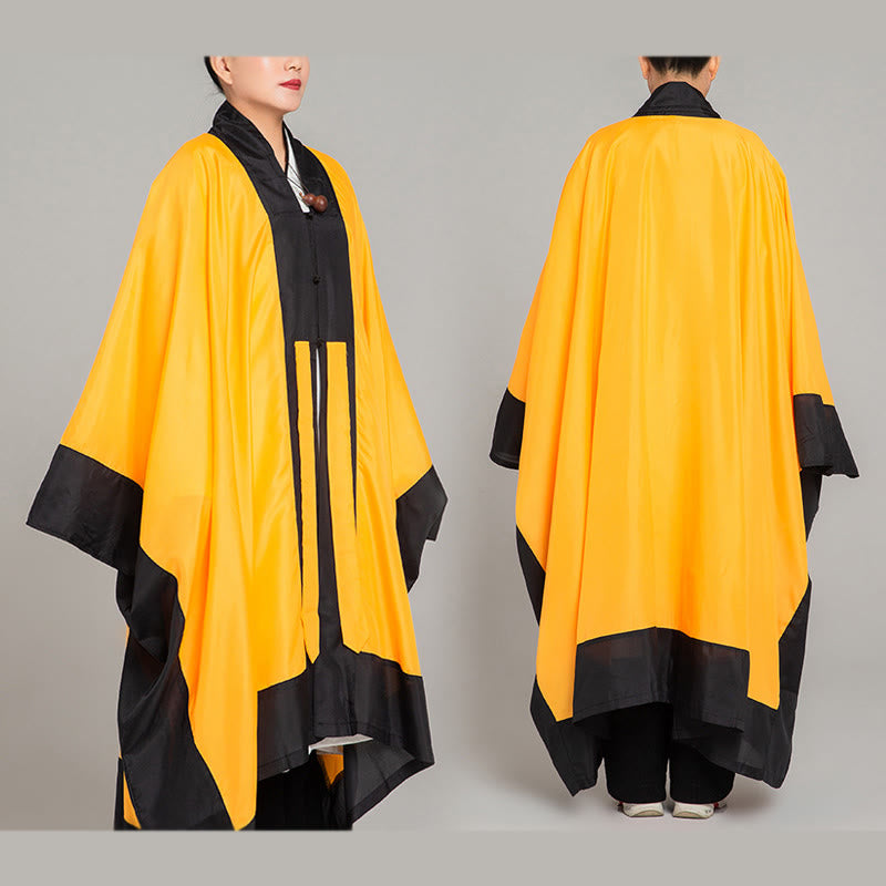 Robe kimono taoïste unisexe à manches longues et larges, couleur unie, en Buddha Stones Wudang, pour les cérémonies de Qigong et de Tai Chi - Jaune - 2XL- Convient aux tailles US/ UK/AU/ EU- XL - image 0
