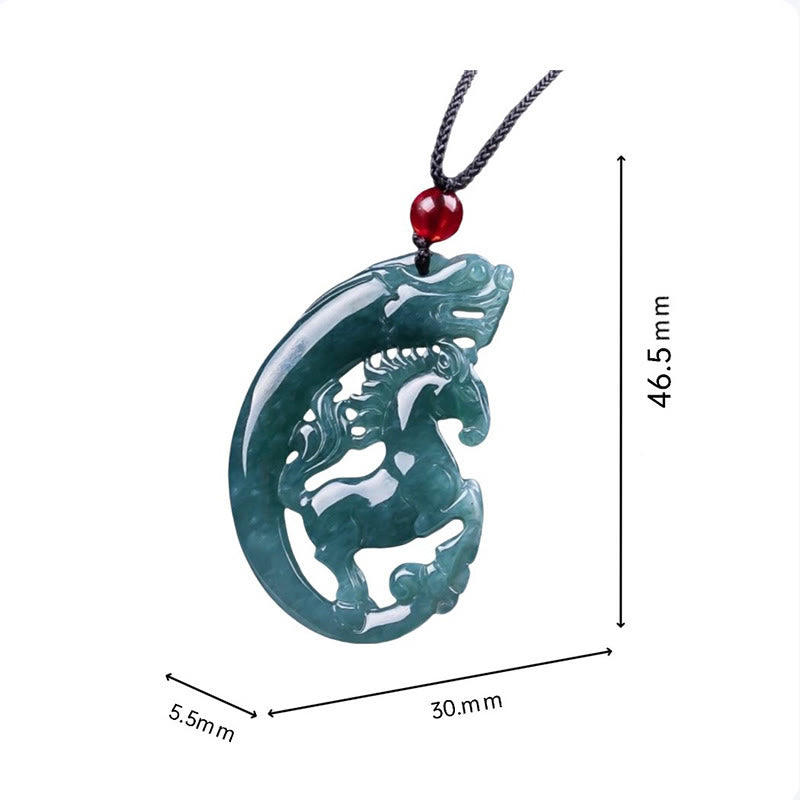 Pendentifs de collier en jade sculpté à la main, ornés de Buddha Stones, représentant l'année du Cheval et du Dragon, symbole de chance et de prospérité - image 5