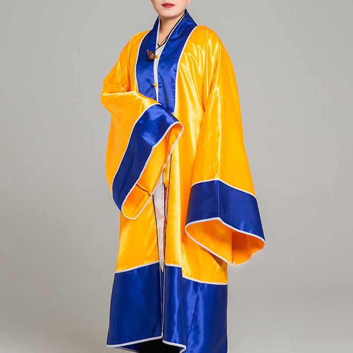 Robe kimono taoïste unisexe à manches longues et larges, brodée de grues et de Buddha Stones, pour la cérémonie de Qigong et de Tai Chi - Jaune - 2XL- Convient aux tailles US/ UK/AU/ EU- XL - image 7