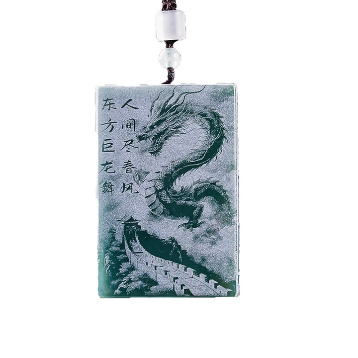 Pendentifs de collier porte-bonheur en jade rectangulaire avec dragon et Buddha Stones - image 7