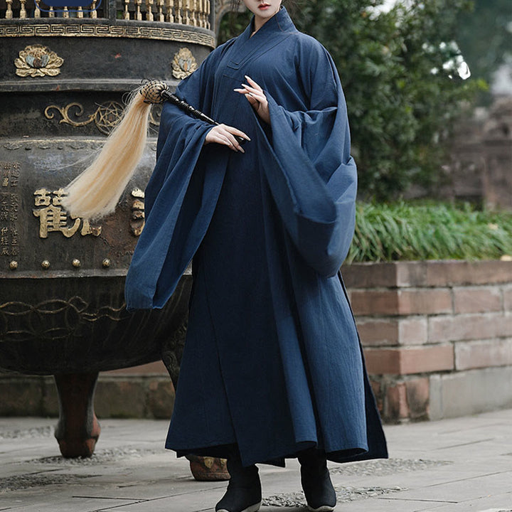 Buddha Stones Automne Hiver Wudang Cérémonie traditionnelle de Tai Chi Arts Martiaux Robe longue unisexe en lin à manches longues - image 4