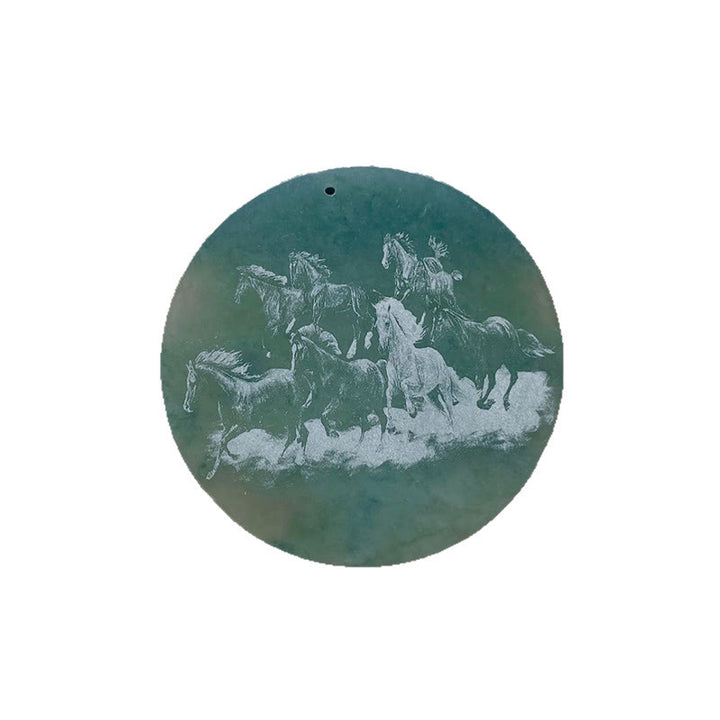 Pendentif rond en jade sculpté, symbole de prospérité, année du Cheval , Buddha Stones - image 4