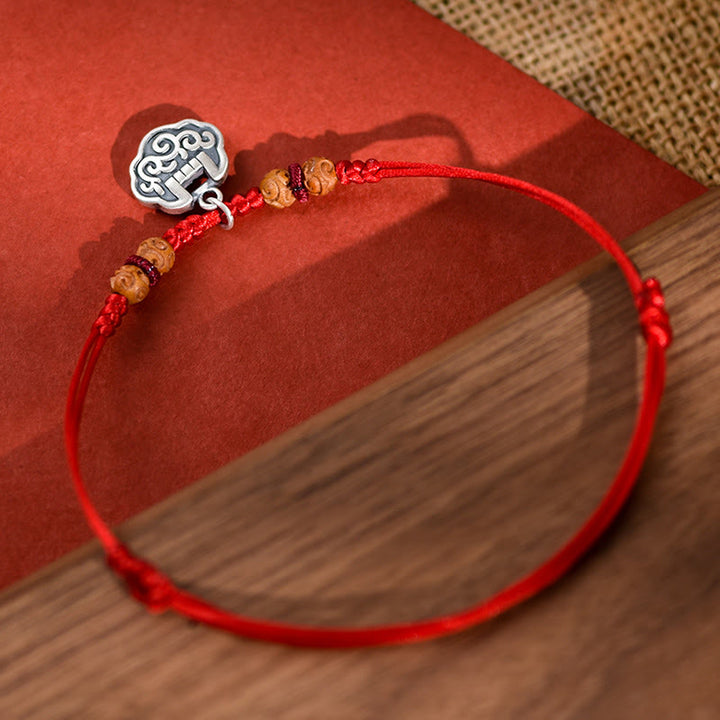 Collier de protection ajustable pour chats et petits chiens, Buddha Stonesun cadenas argenté, d'une ficelle rouge et de perles en bois de pêcher. - image 3