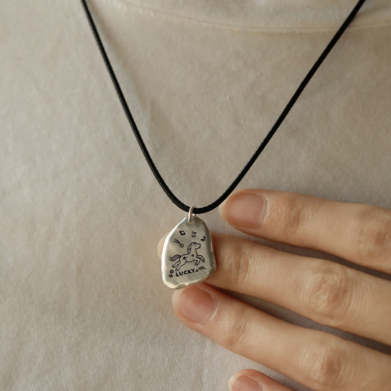 Buddha Stones, argent sterling 999, breloque cheval porte-bonheur, année du Cheval, chaîne en argent sterling 925, pendentifs de collier de bénédiction - image 11