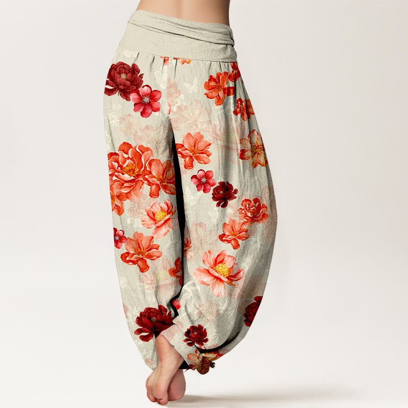 Pantalon harem à taille élastique pour femme, en coton à motif floral aux couleurs intenses, avec Buddha Stones - image 9