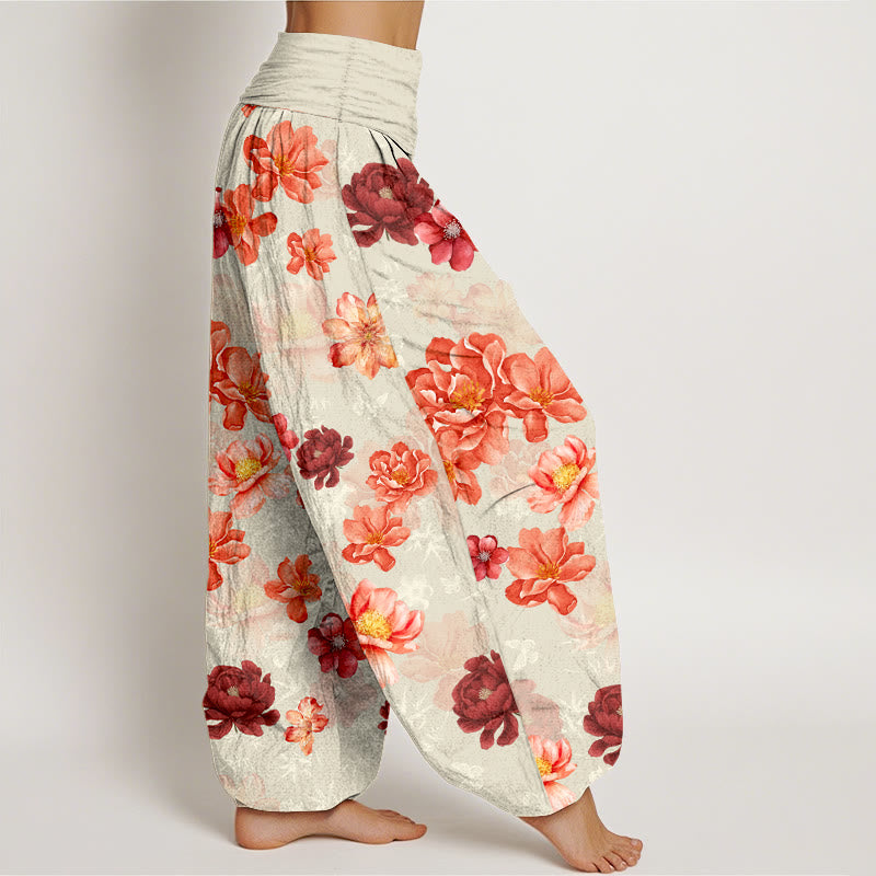 Pantalon harem à taille élastique pour femme, en coton à motif floral aux couleurs intenses, avec Buddha Stones - image 10