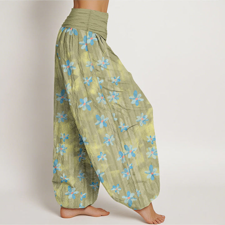 Pantalon harem femme en coton à motif floral simple et Buddha Stones, taille élastique - image 7