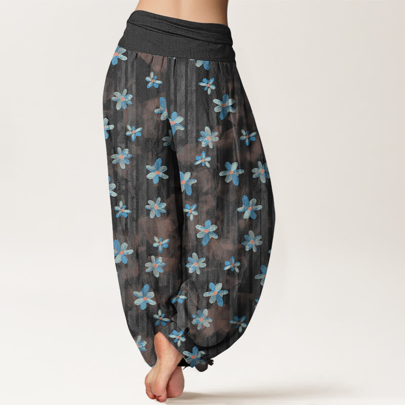 Pantalon harem femme en coton à motif floral simple et Buddha Stones, taille élastique - image 9