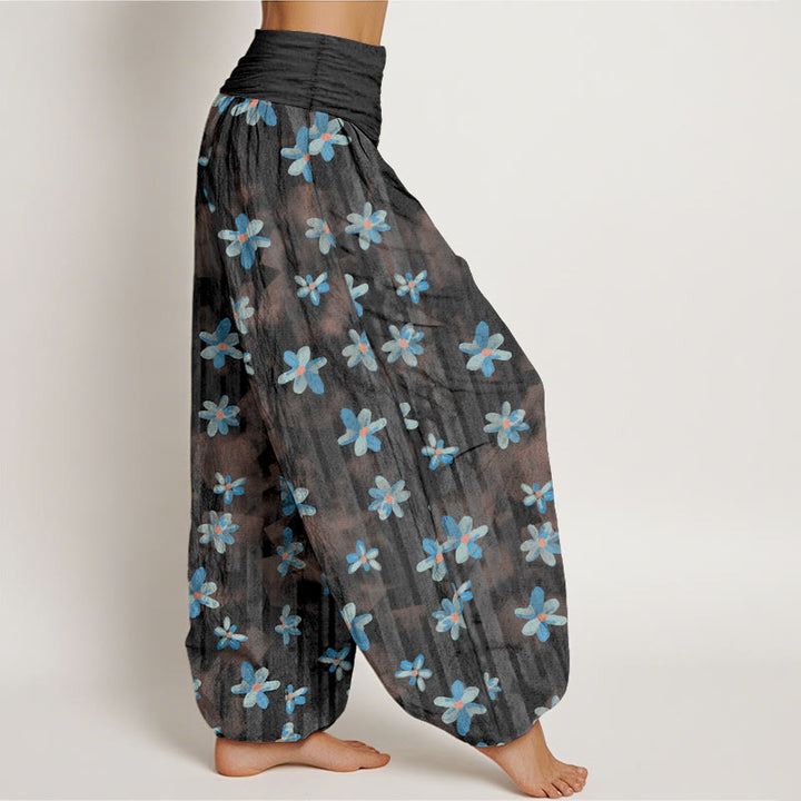 Pantalon harem femme en coton à motif floral simple et Buddha Stones, taille élastique - image 10
