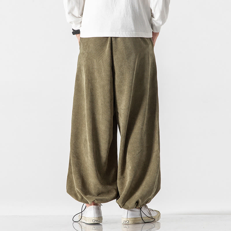 Pantalon en velours côtelé pour homme avec poches, laçage et broderie de caractères chinois, motif Buddha Stones, automne-hiver - image 10