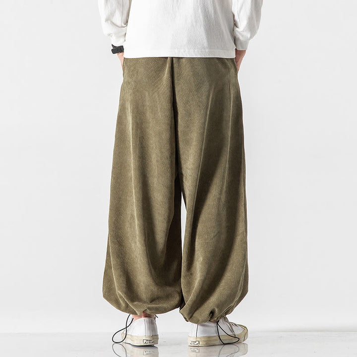 Pantalon en velours côtelé pour homme avec poches, laçage et broderie de caractères chinois, motif Buddha Stones, automne-hiver - image 10