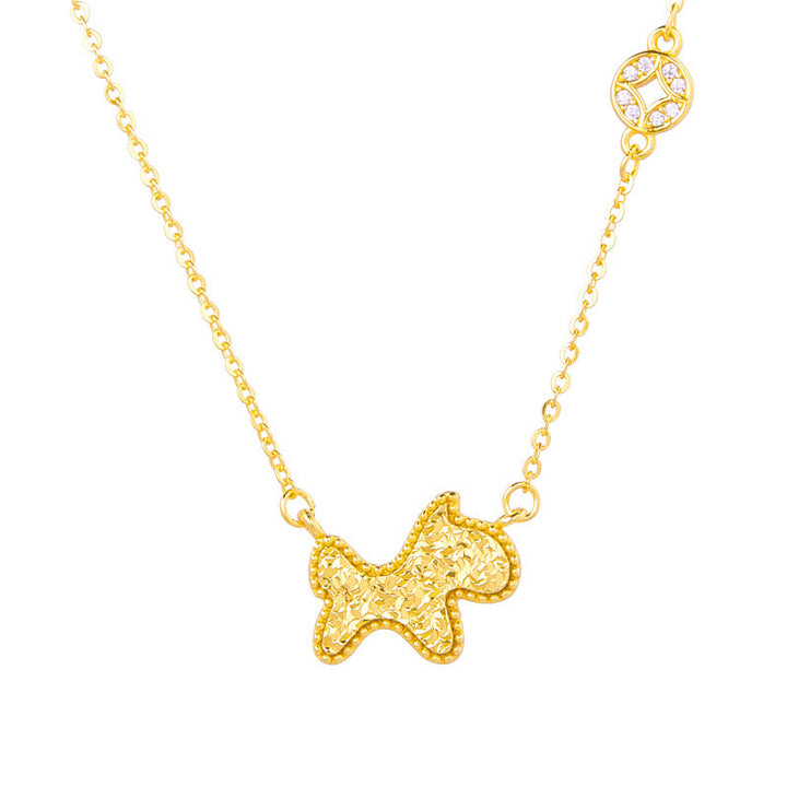 Collier pendentif en argent sterling 925, motif pièce de monnaie, orné de Buddha Stones, année du Cheval (zodiaque chinois) - image 2