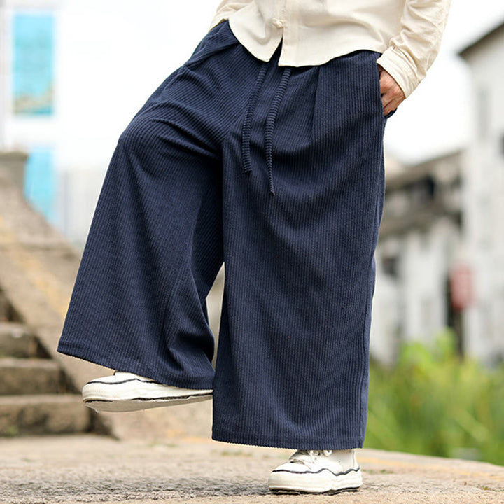 Pantalon en velours côtelé pour homme, jambes larges, avec poches, couleur unie, motif Buddha Stones, automne - image 5