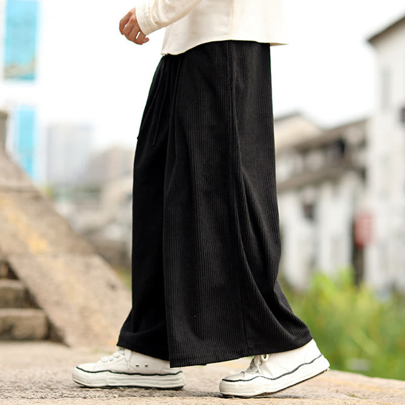 Pantalon en velours côtelé pour homme, jambes larges, avec poches, couleur unie, motif Buddha Stones, automne - image 10