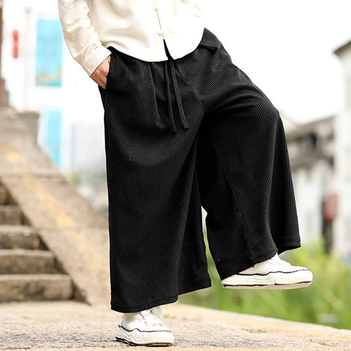 Pantalon en velours côtelé pour homme, jambes larges, avec poches, couleur unie, motif Buddha Stones, automne - image 12